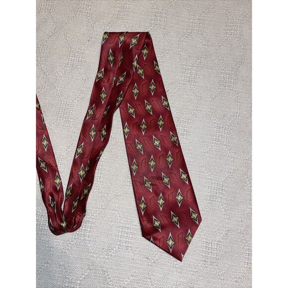 Rene Chagal Men’s Dress Tie Size 57” 4” Red Geometric Business Formal Polyester - Picture 4 of 12